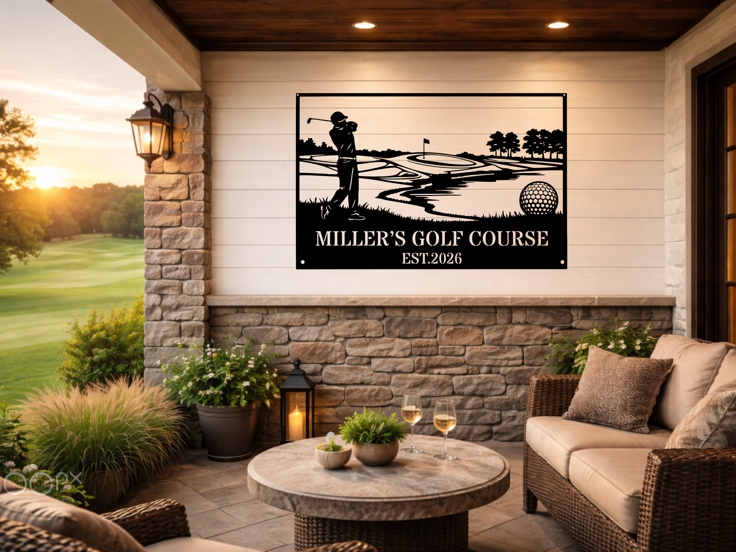 Personalised Golf Course Metal Wall Art