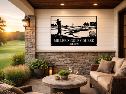 Personalised Golf Course Metal Wall Art