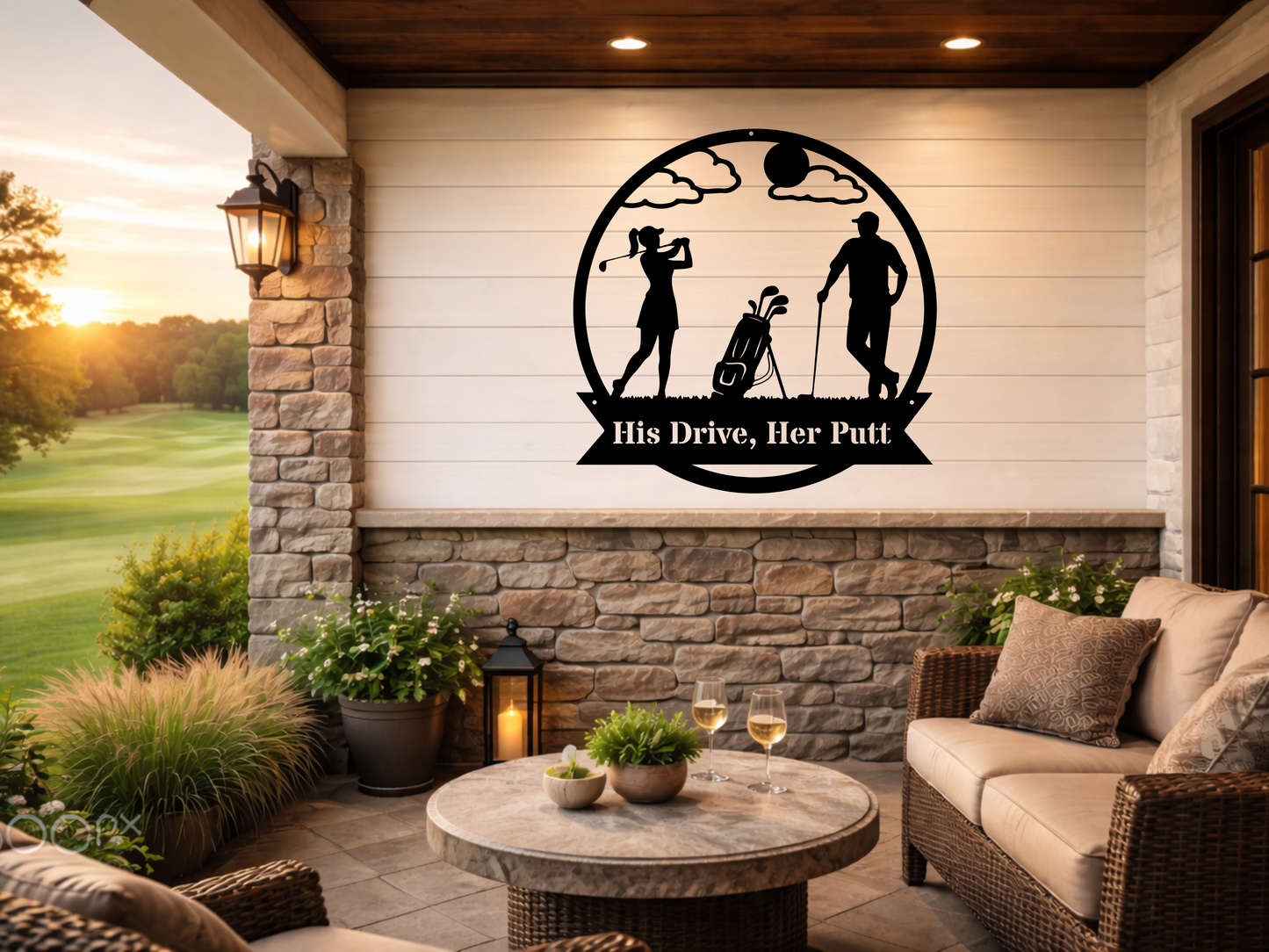 His Drive, Her Putt Metal Wall Sign – Golf Couple Decor