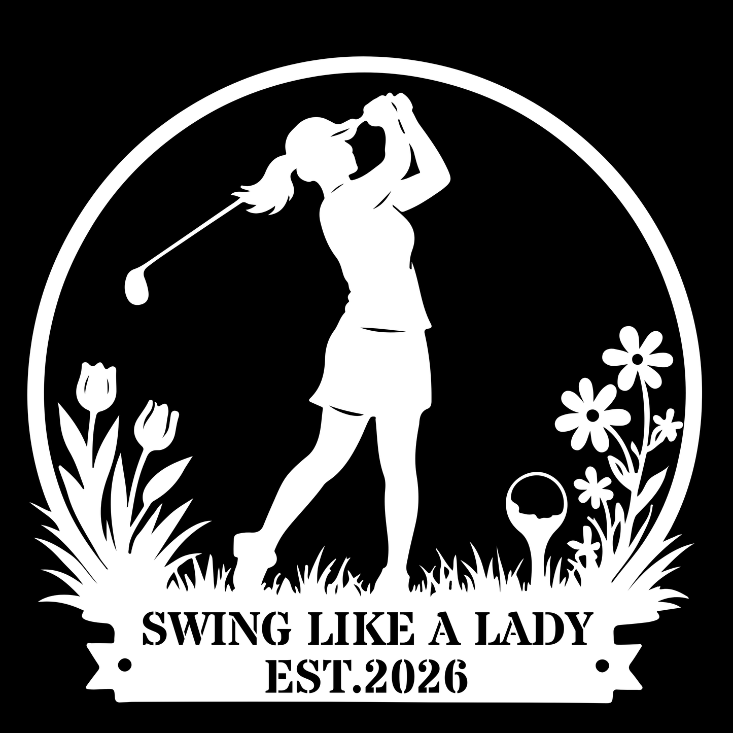 Swing Like a Lady Wall Sign White