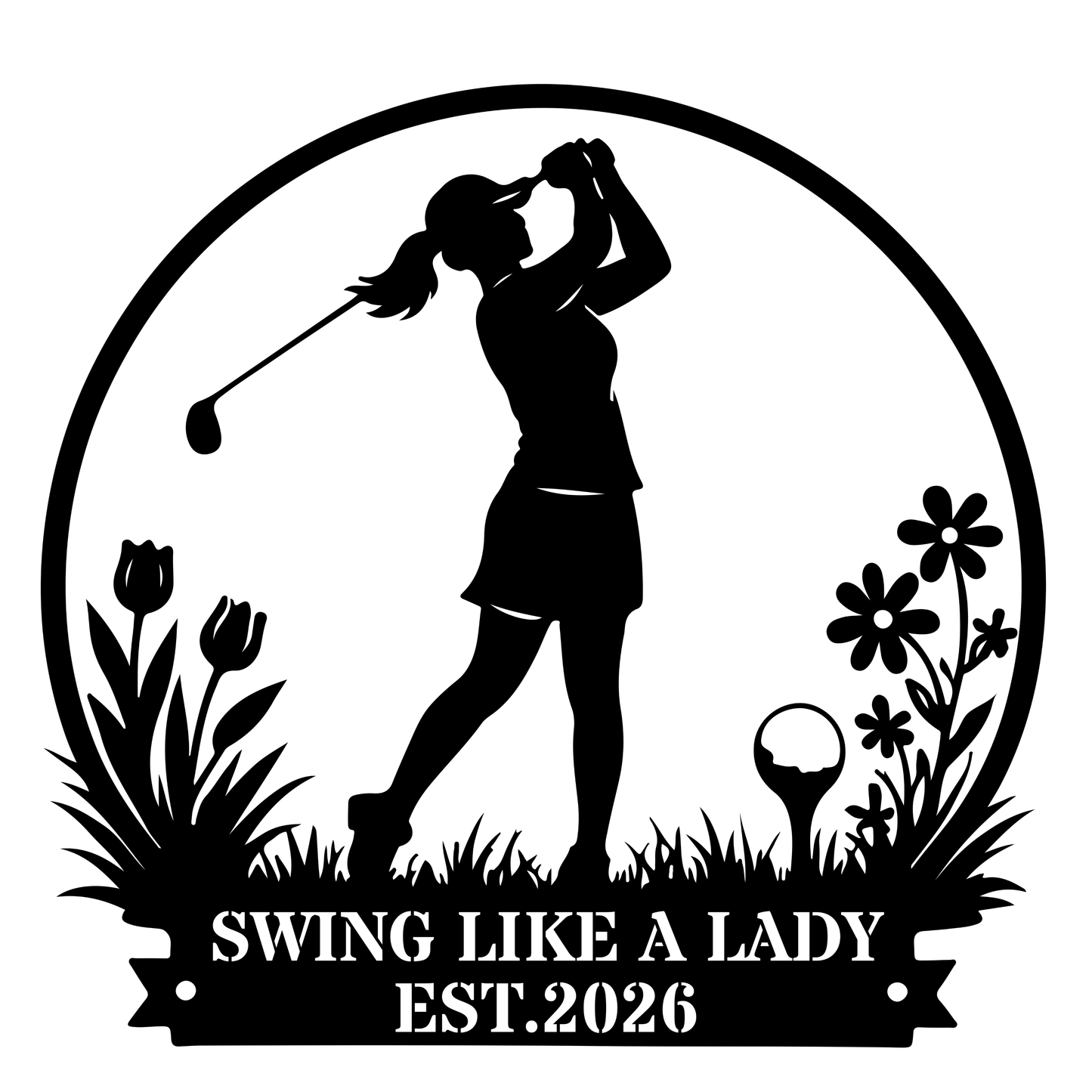 Swing Like a Lady Wall Sign Black
