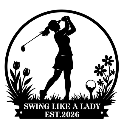 Swing Like a Lady Wall Sign Black