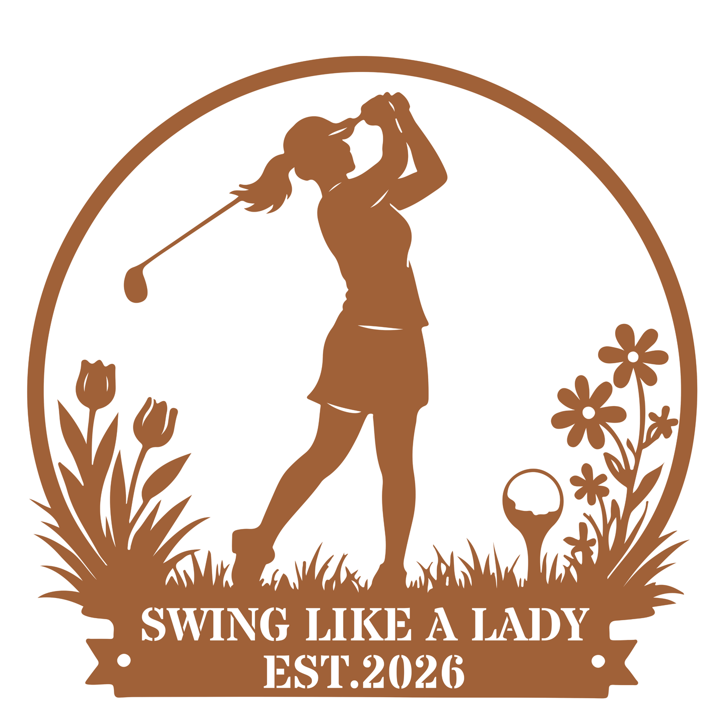 Swing Like a Lady Wall Sign Copper