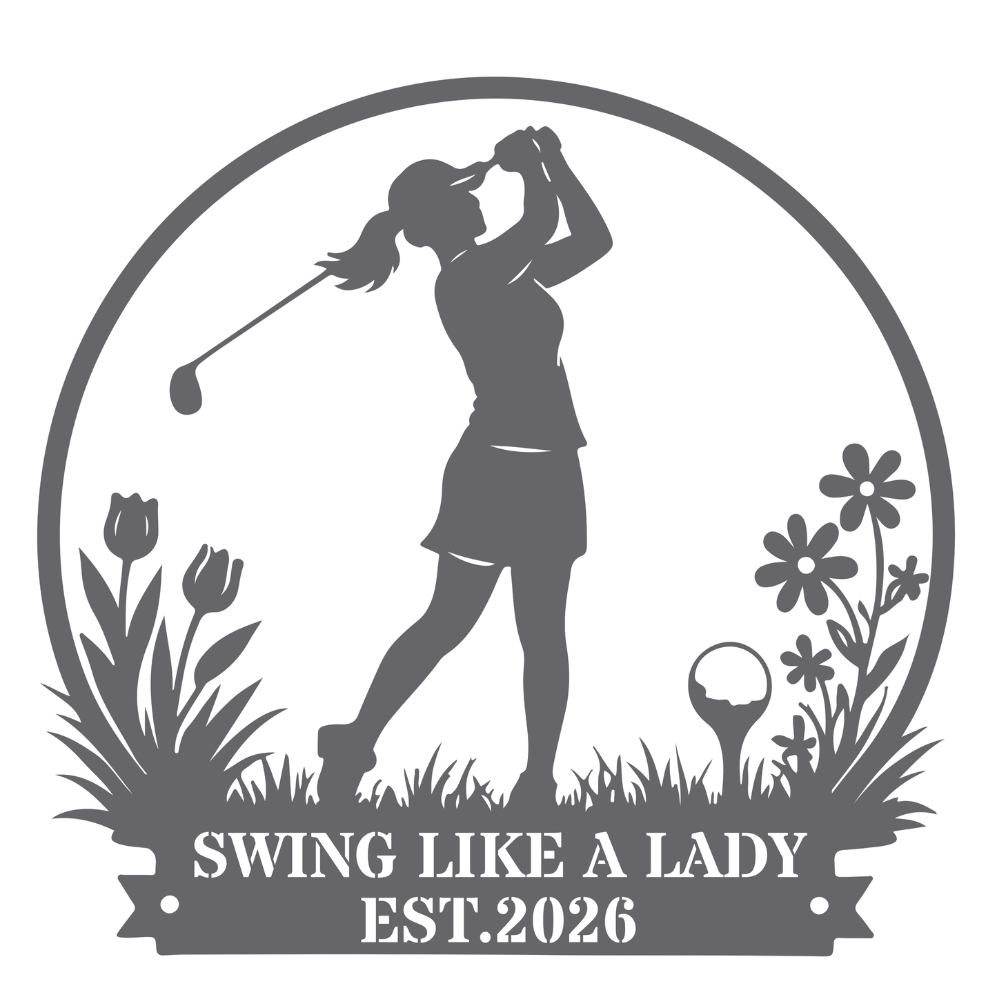 Swing Like a Lady Wall Sign Silver