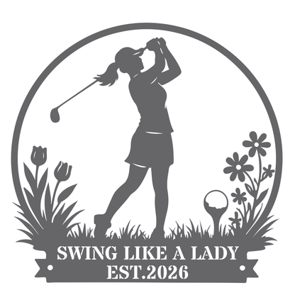 Swing Like a Lady Wall Sign Silver