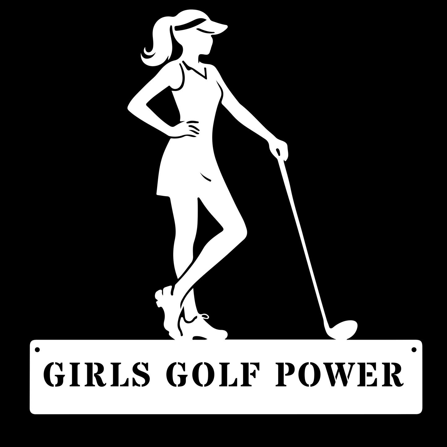 Girls Golf Power Wall Sign – Women’s Golf Art White