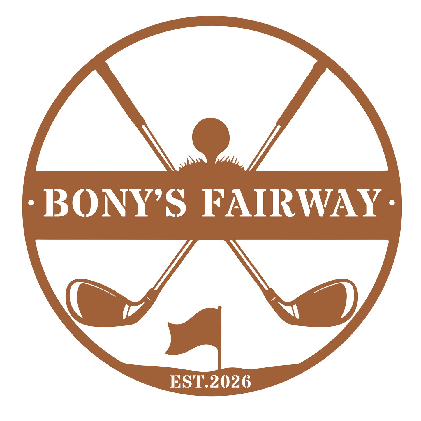 Golfer Family Name Metal Sign - Personalised Golf Art Copper