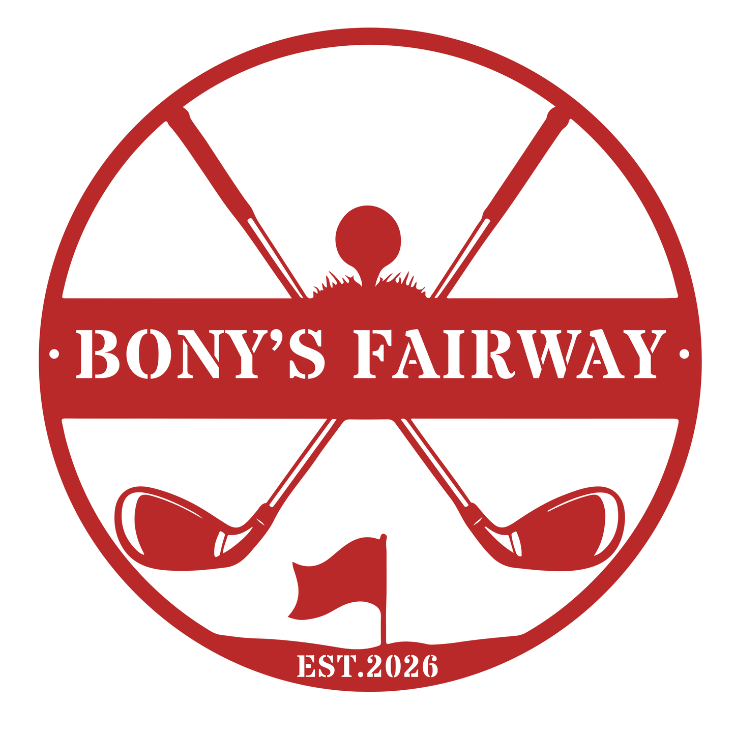 Golfer Family Name Metal Sign - Personalised Golf Art Red
