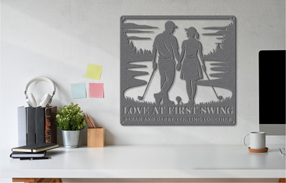 Love at first swing-personalized metal wall art