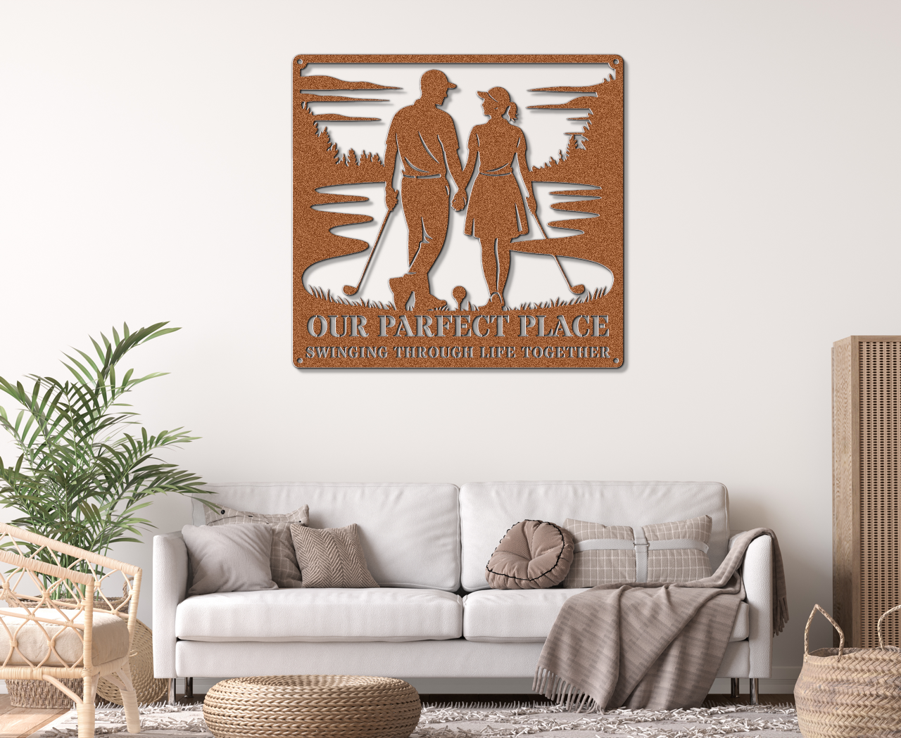 Our Parfect Place – Golf Couple Metal Wall Art