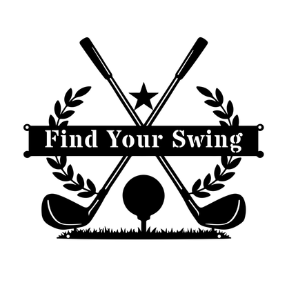Find Your Swing Metal Wall Sign Black