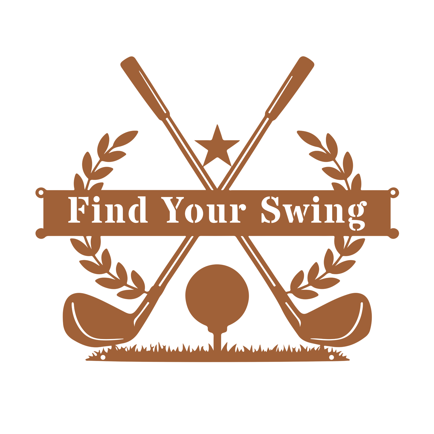 Find Your Swing Metal Wall Sign Copper