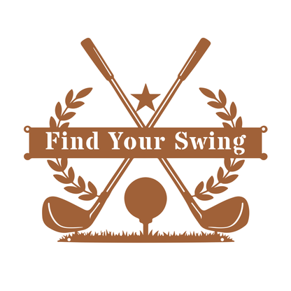 Find Your Swing Metal Wall Sign Copper