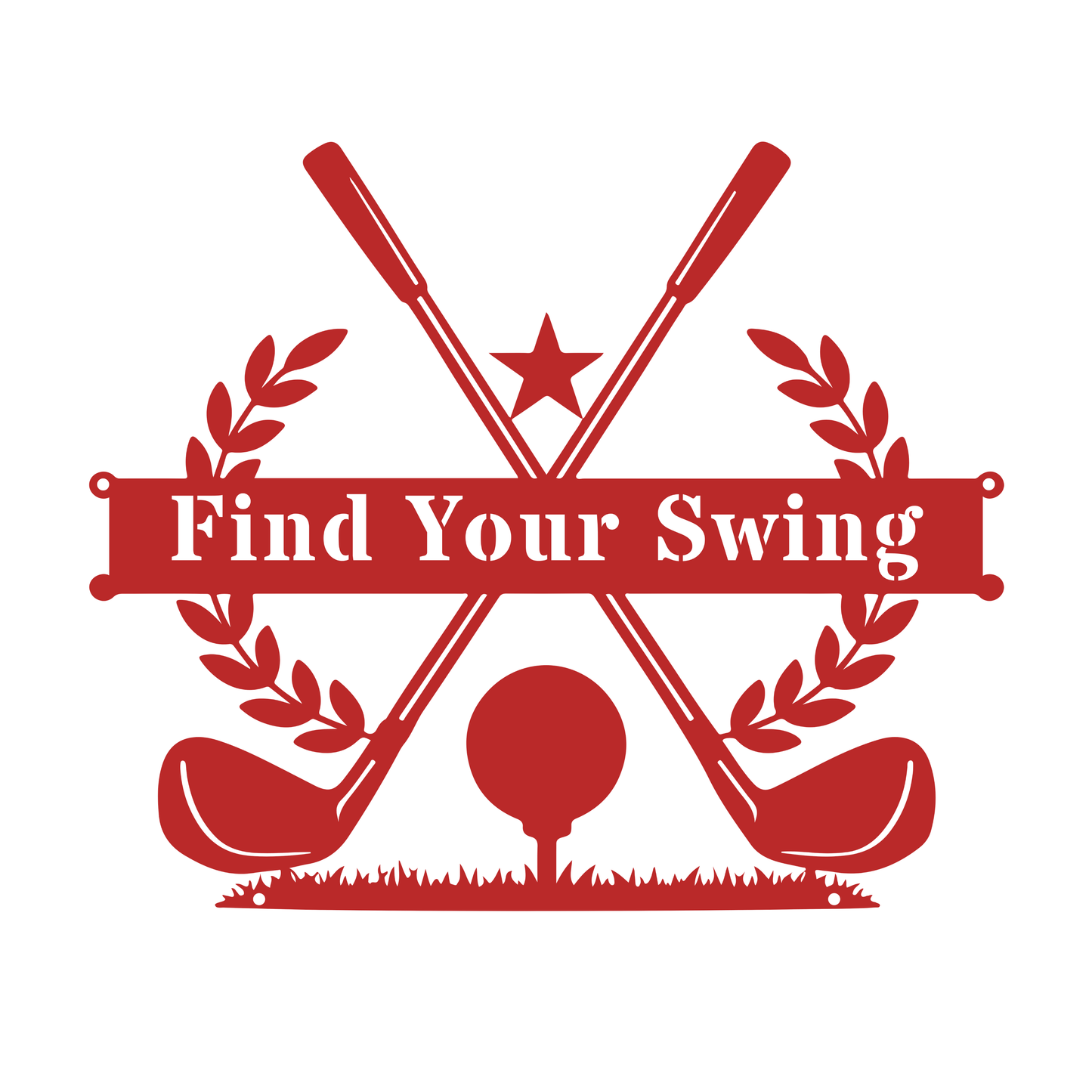 Find Your Swing Metal Wall Sign Red