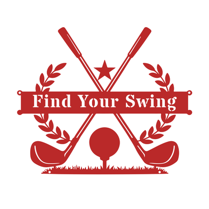 Find Your Swing Metal Wall Sign Red