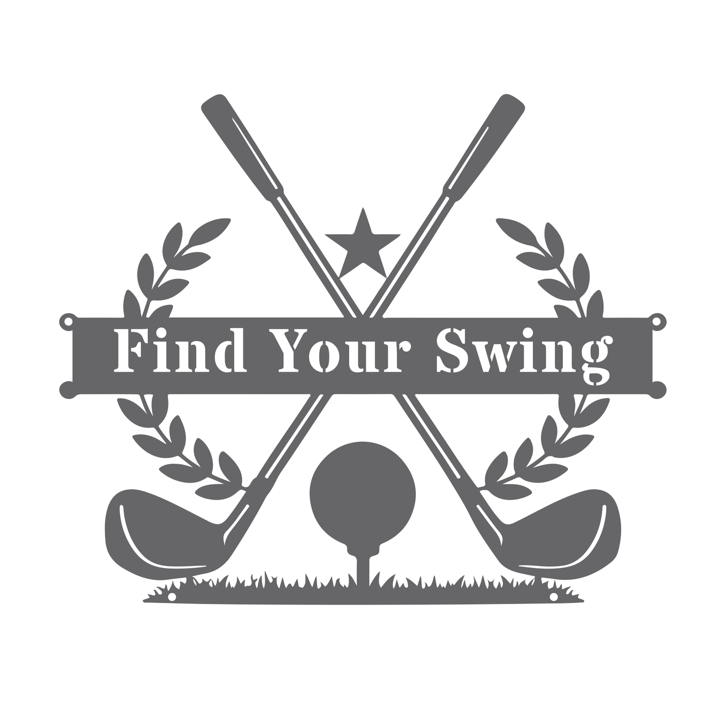 Find Your Swing Metal Wall Sign Silver
