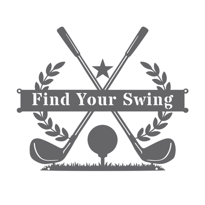Find Your Swing Metal Wall Sign Silver