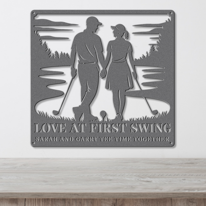 Love at first swing-personalized metal wall art