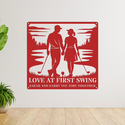 Love at first swing-personalized metal wall art