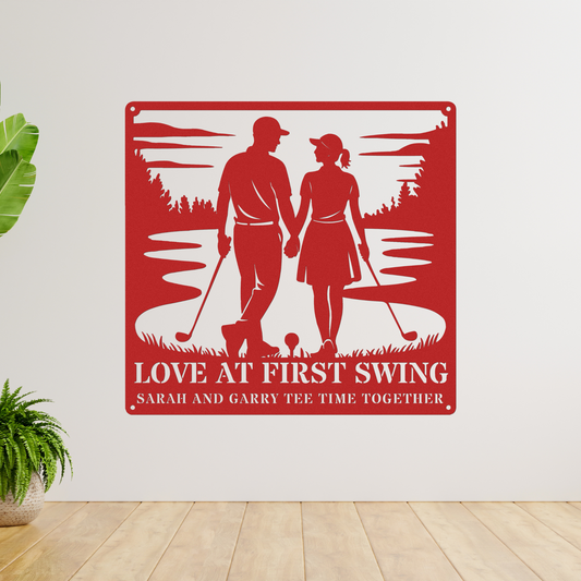 Love at first swing-personalized metal wall art