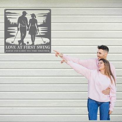 Love at first swing-personalized metal wall art