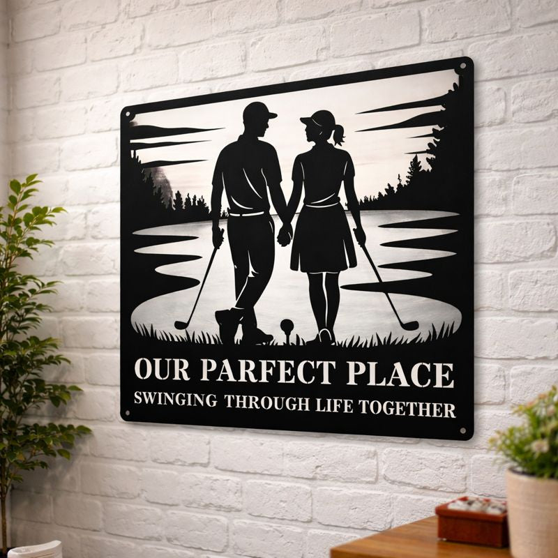 Our Parfect Place – Golf Couple Metal Wall Art