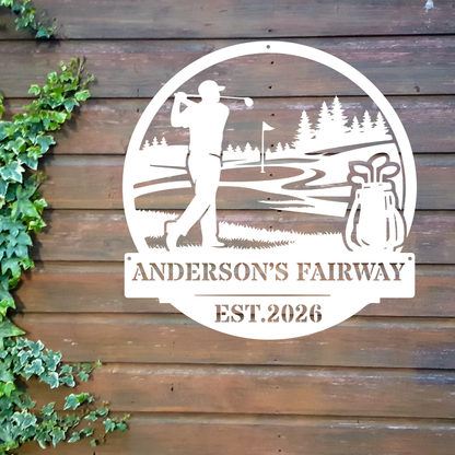 Personalised Golf Metal Sign – Anderson’s Fairway Golf Wall Art