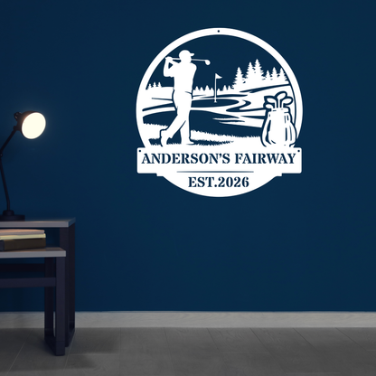 Personalised Golf Metal Sign – Anderson’s Fairway Golf Wall Art
