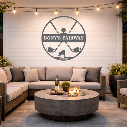 Golfer Family Name Metal Sign - Personalised Golf Art