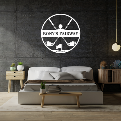 Golfer Family Name Metal Sign - Personalised Golf Art
