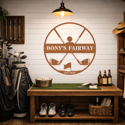 Golfer Family Name Metal Sign - Personalised Golf Art