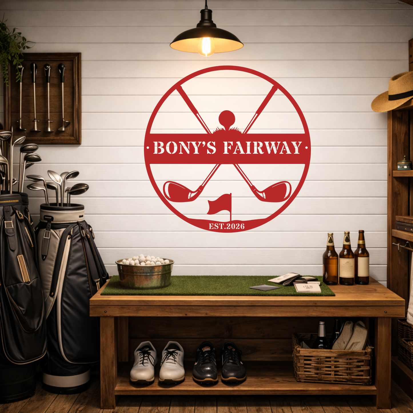Golfer Family Name Metal Sign - Personalised Golf Art