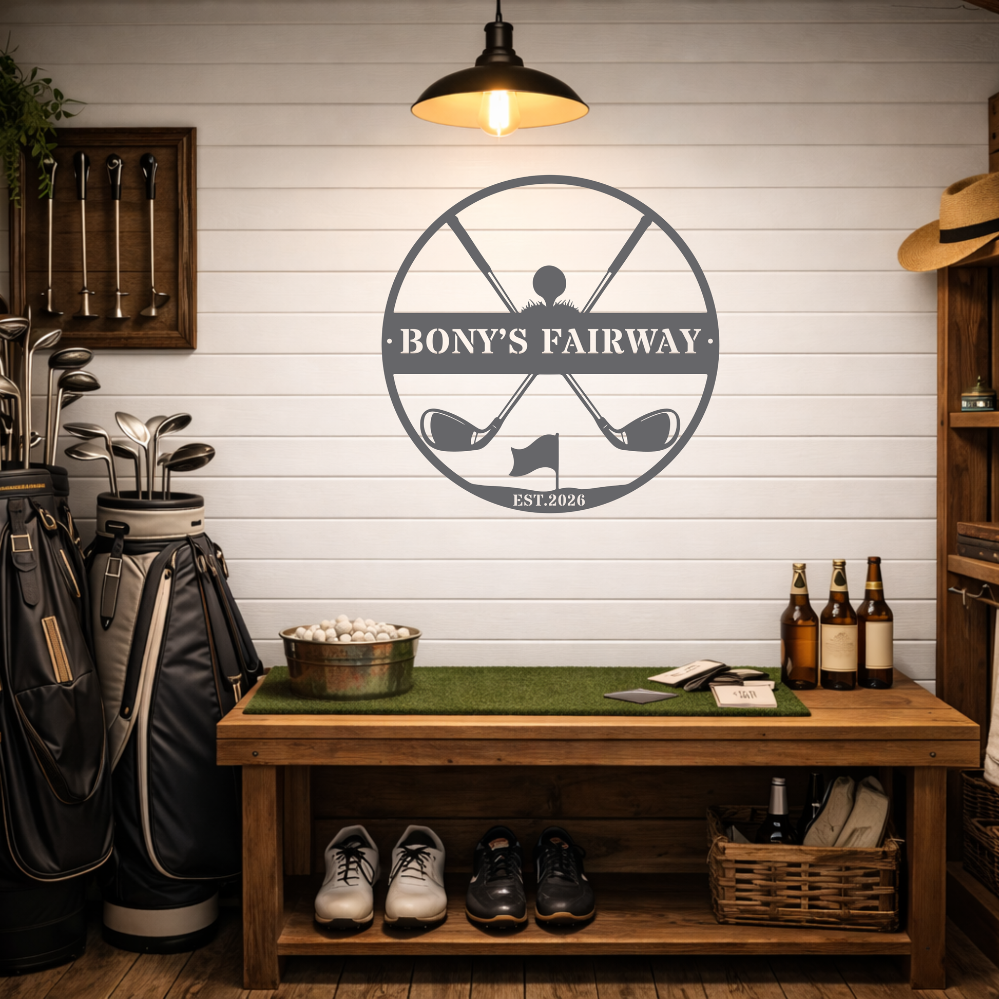 Golfer Family Name Metal Sign - Personalised Golf Art