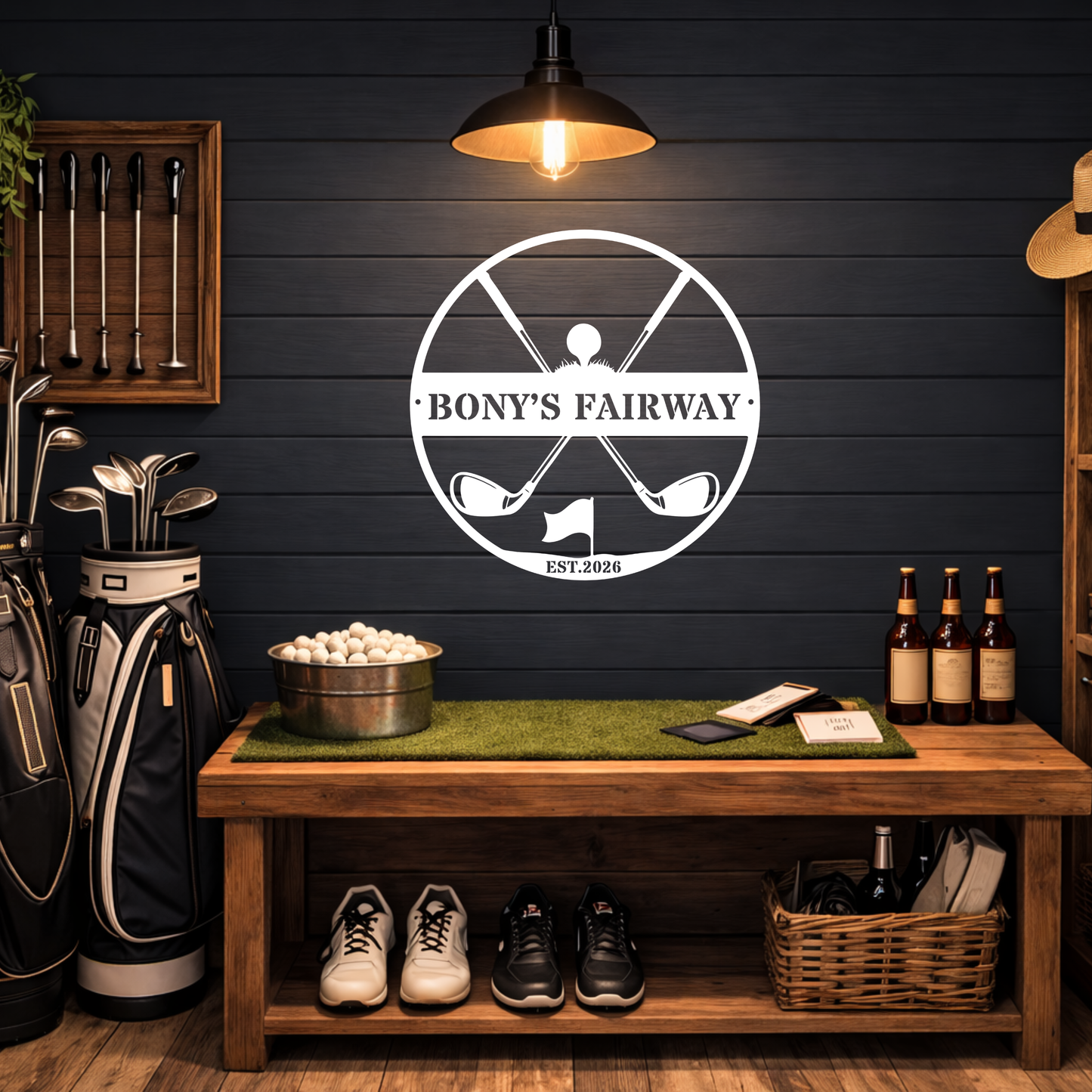 Golfer Family Name Metal Sign - Personalised Golf Art