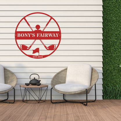Golfer Family Name Metal Sign - Personalised Golf Art