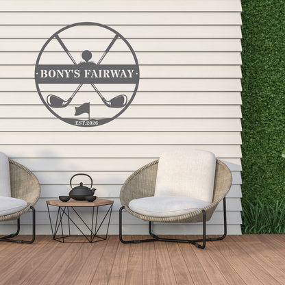 Golfer Family Name Metal Sign - Personalised Golf Art