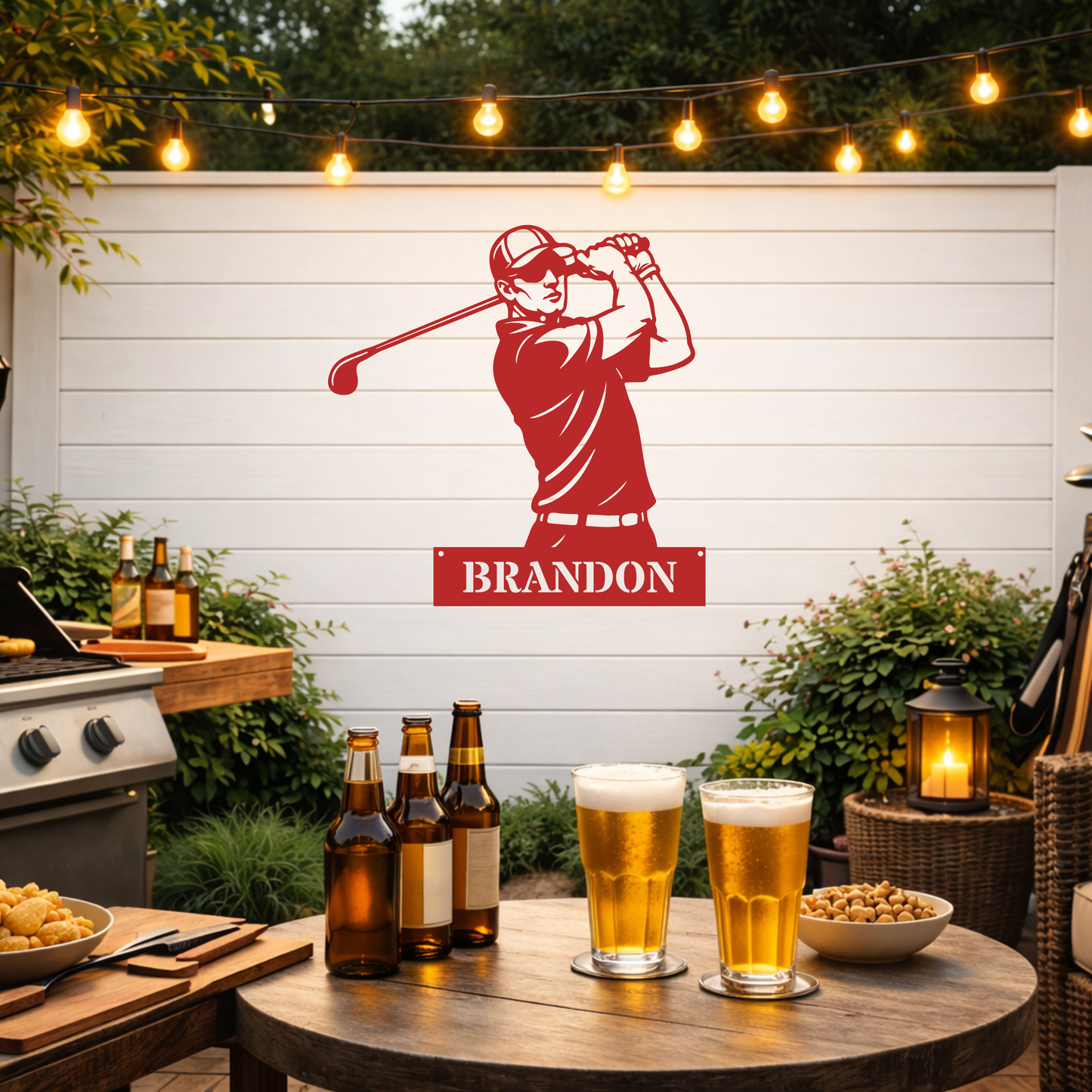 Personalised Golfer Metal Wall Art – Custom Golf Name Sign