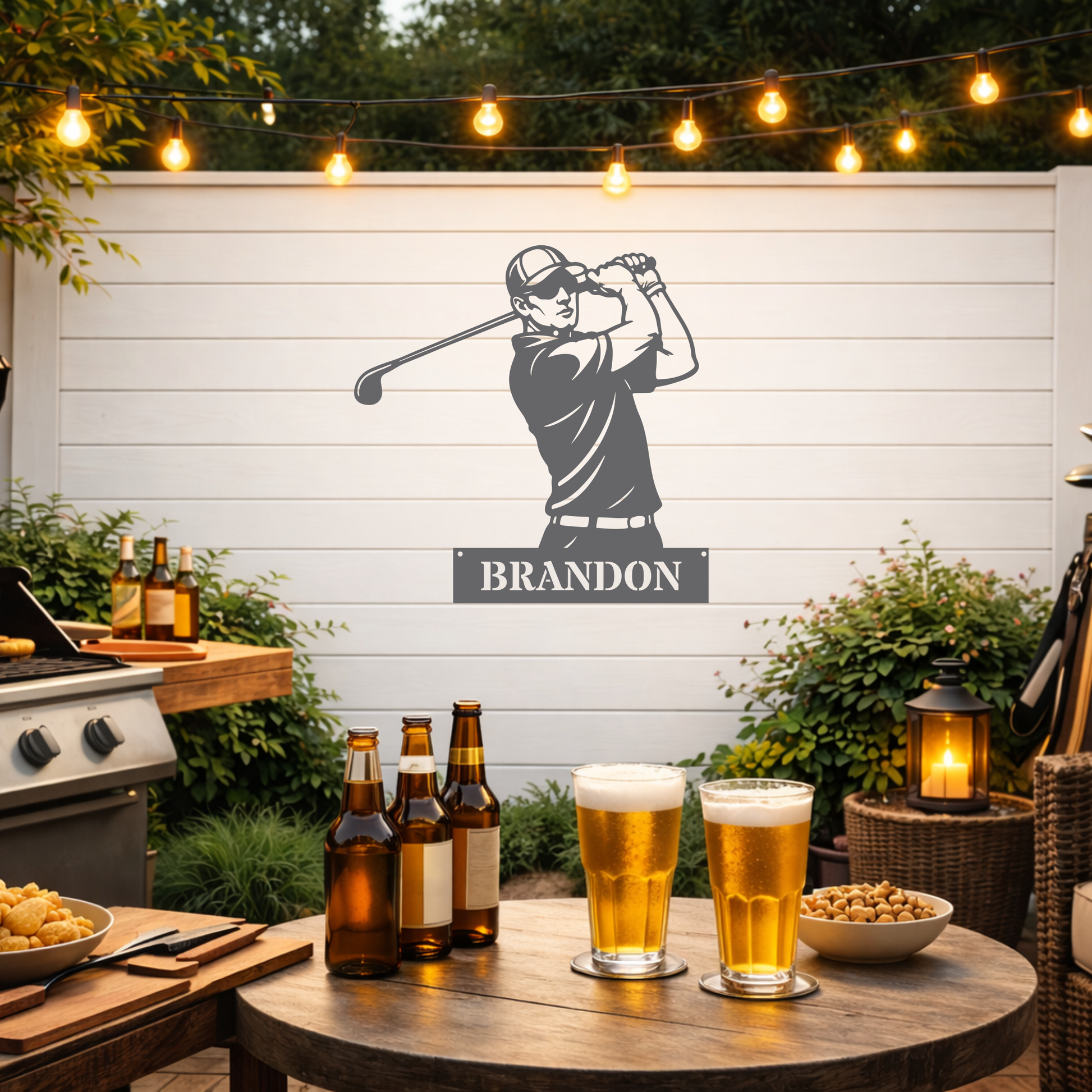 Personalised Golfer Metal Wall Art – Custom Golf Name Sign