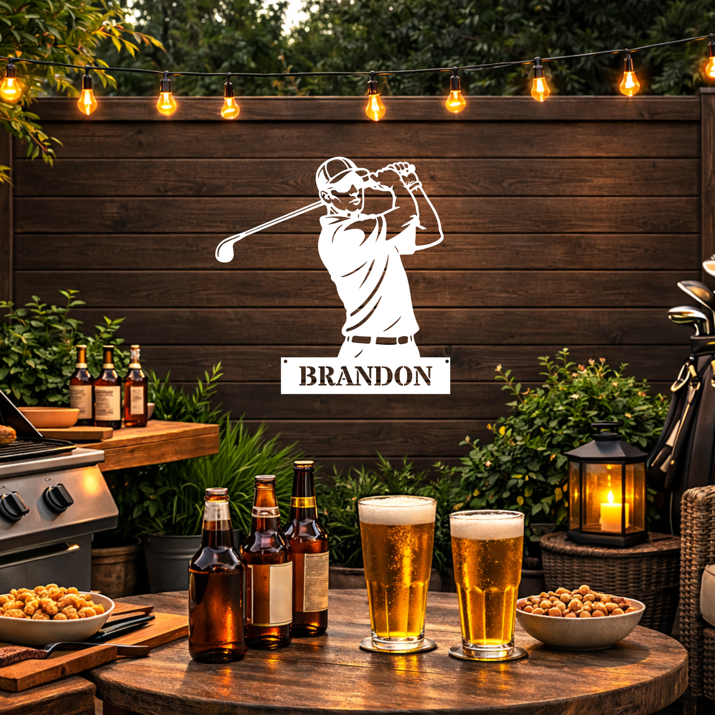 Personalised Golfer Metal Wall Art – Custom Golf Name Sign