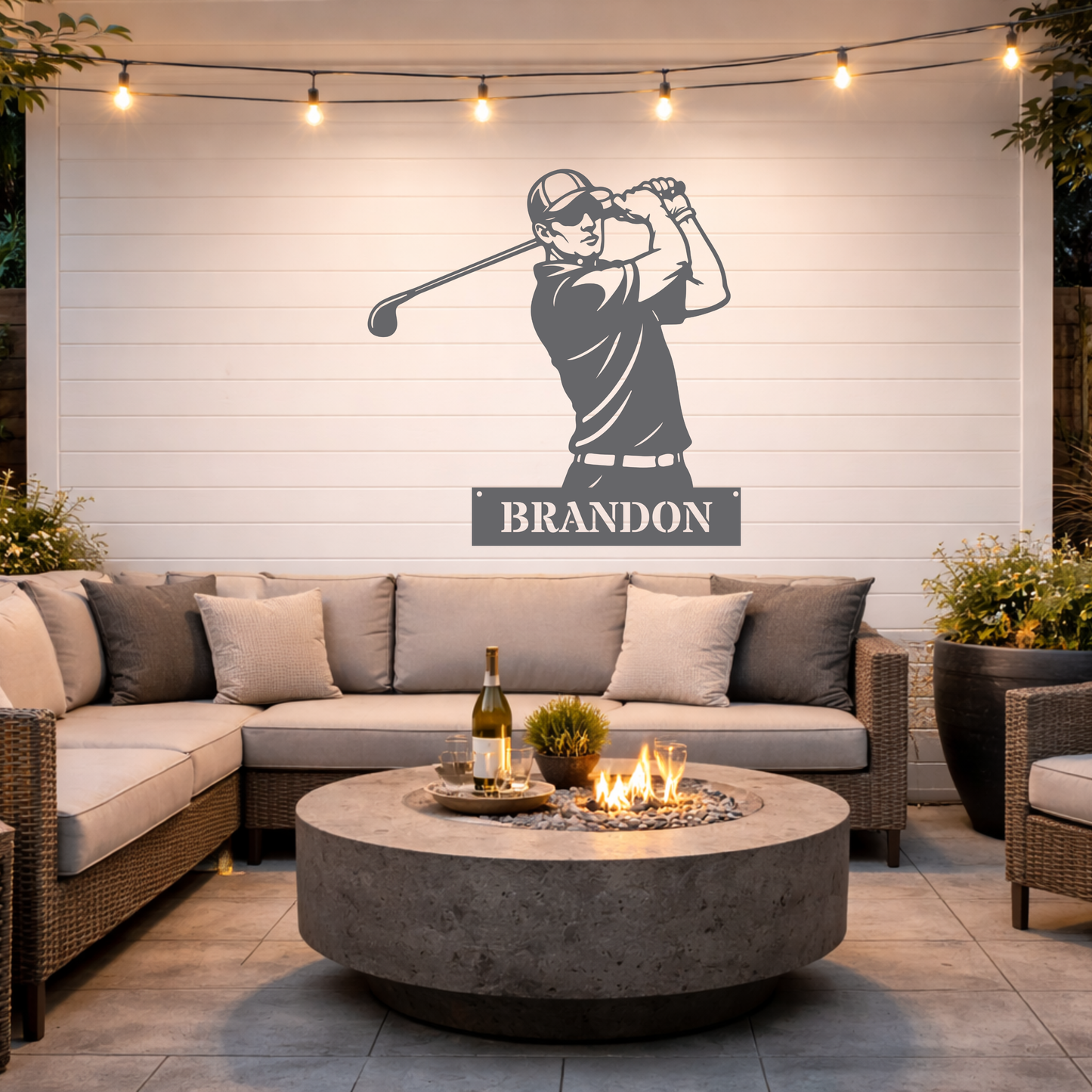 Personalised Golfer Metal Wall Art – Custom Golf Name Sign