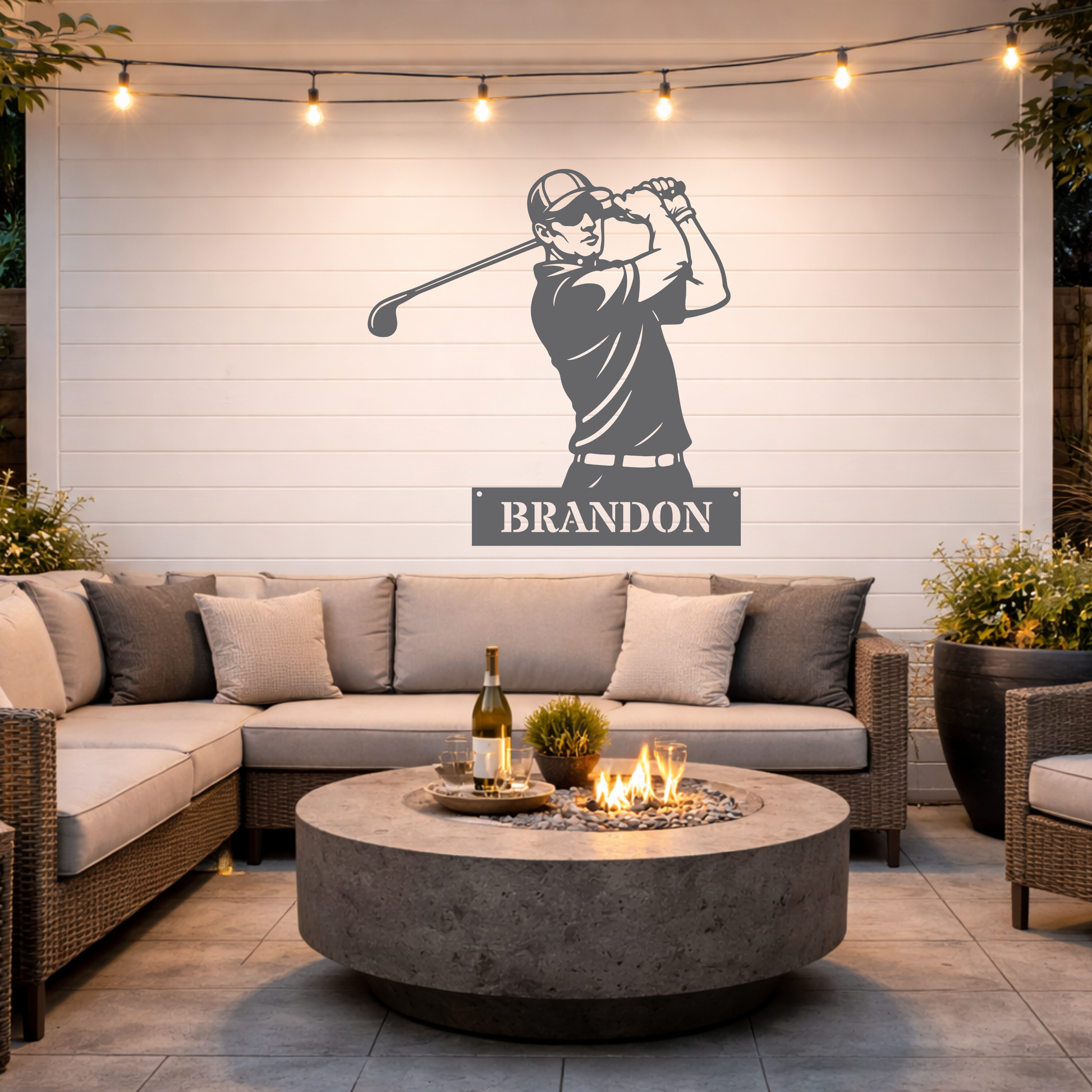 Personalised Golfer Metal Wall Art – Custom Golf Name Sign