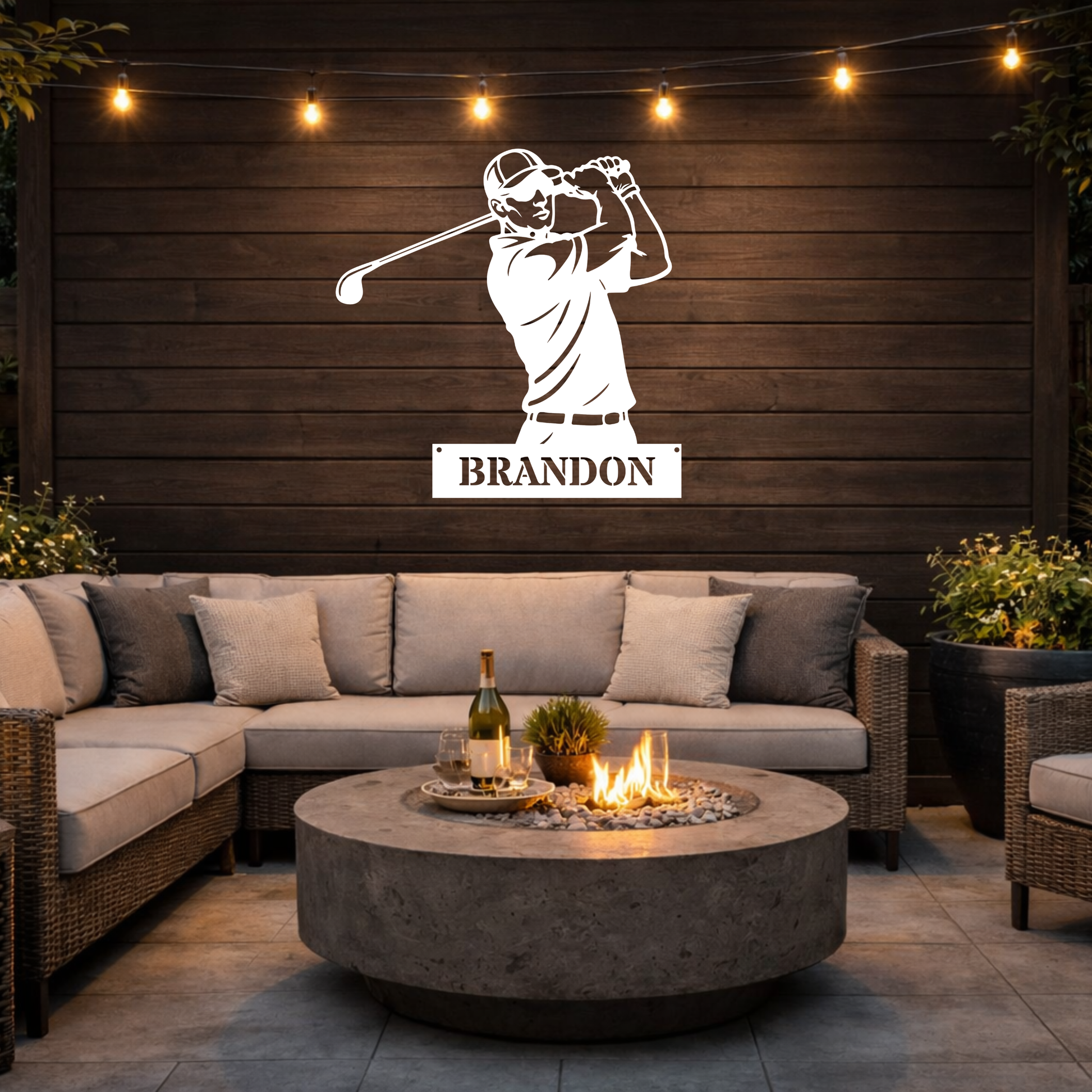 Personalised Golfer Metal Wall Art – Custom Golf Name Sign