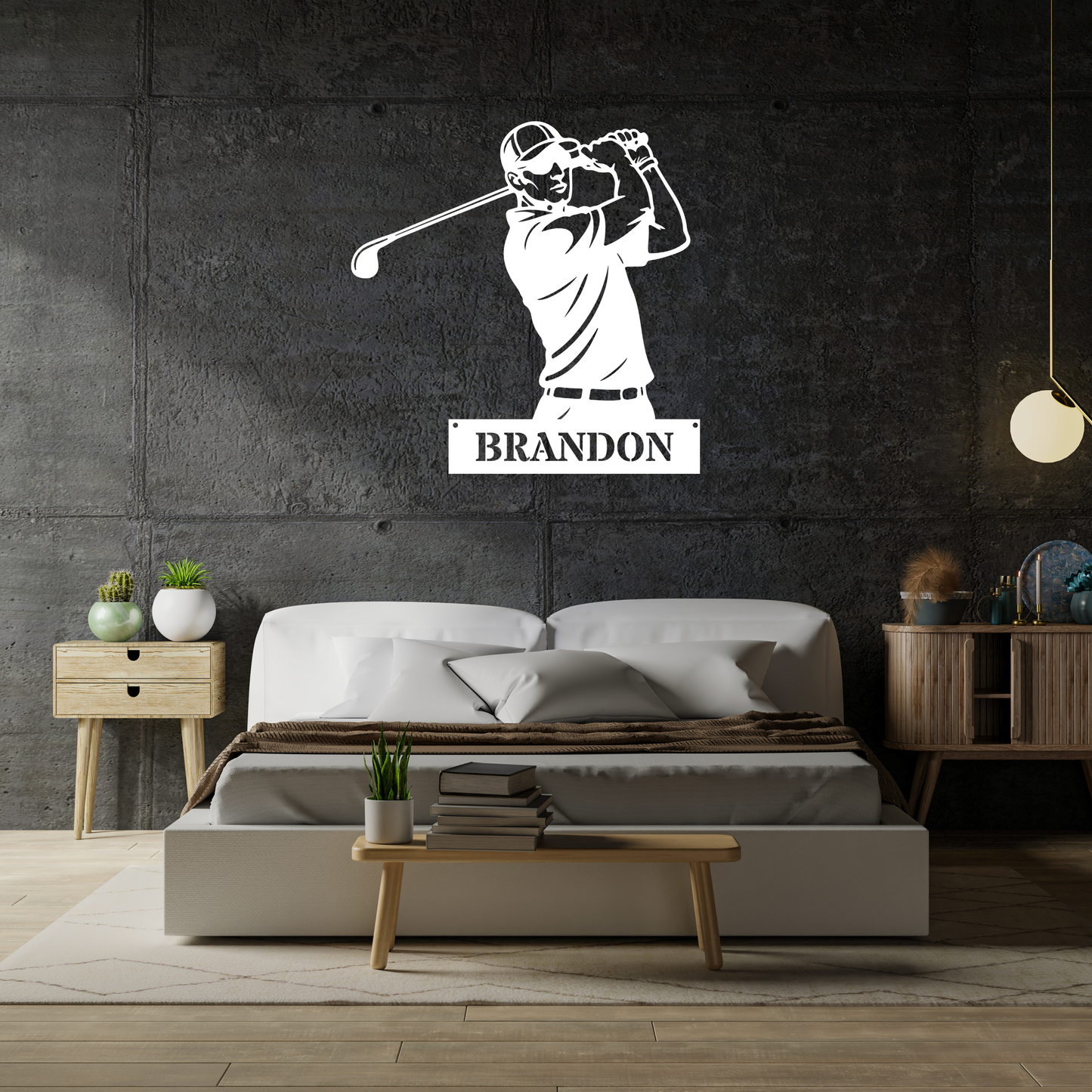 Personalised Golfer Metal Wall Art – Custom Golf Name Sign