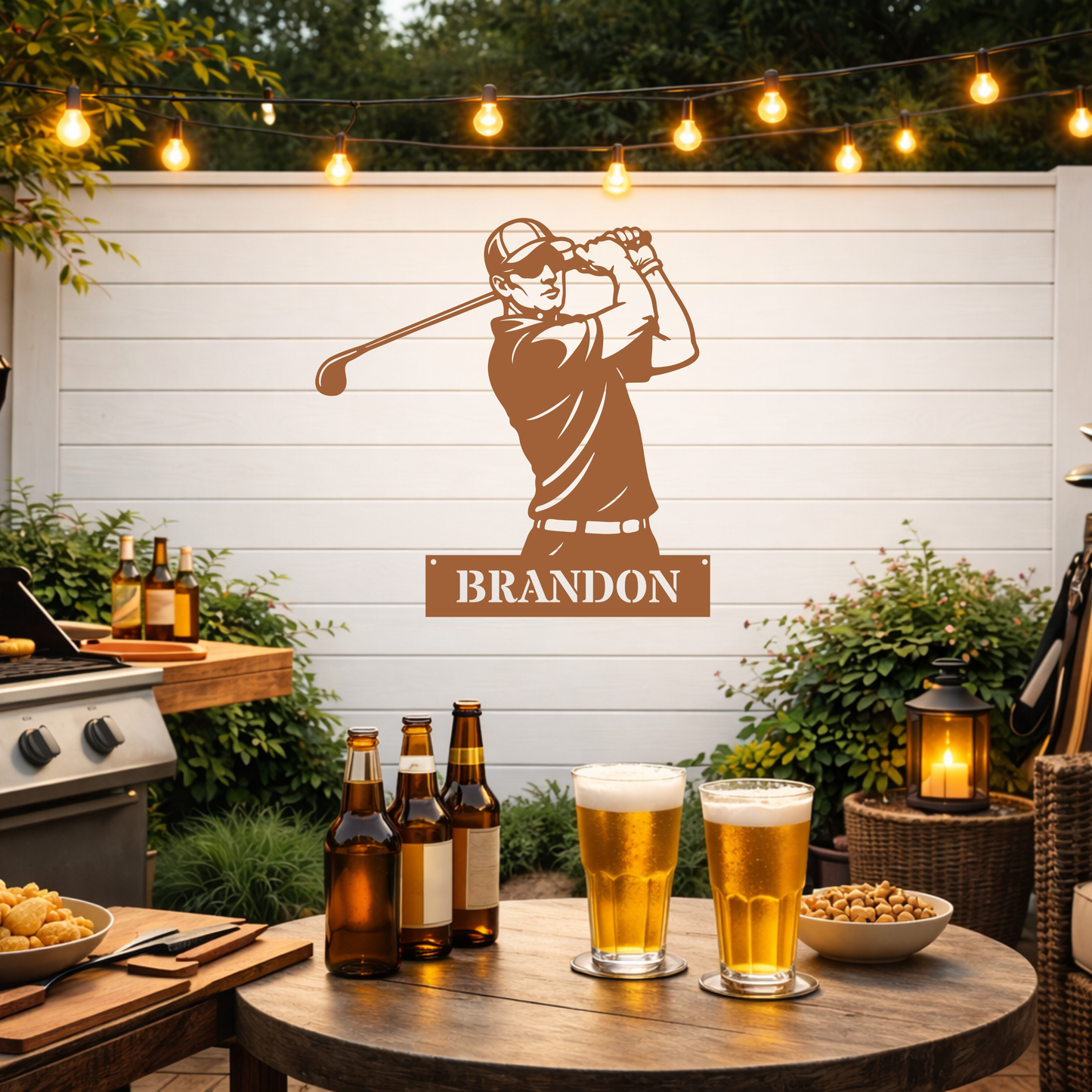 Personalised Golfer Metal Wall Art – Custom Golf Name Sign