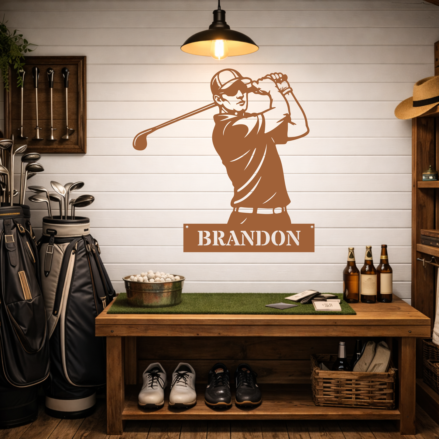Personalised Golfer Metal Wall Art – Custom Golf Name Sign