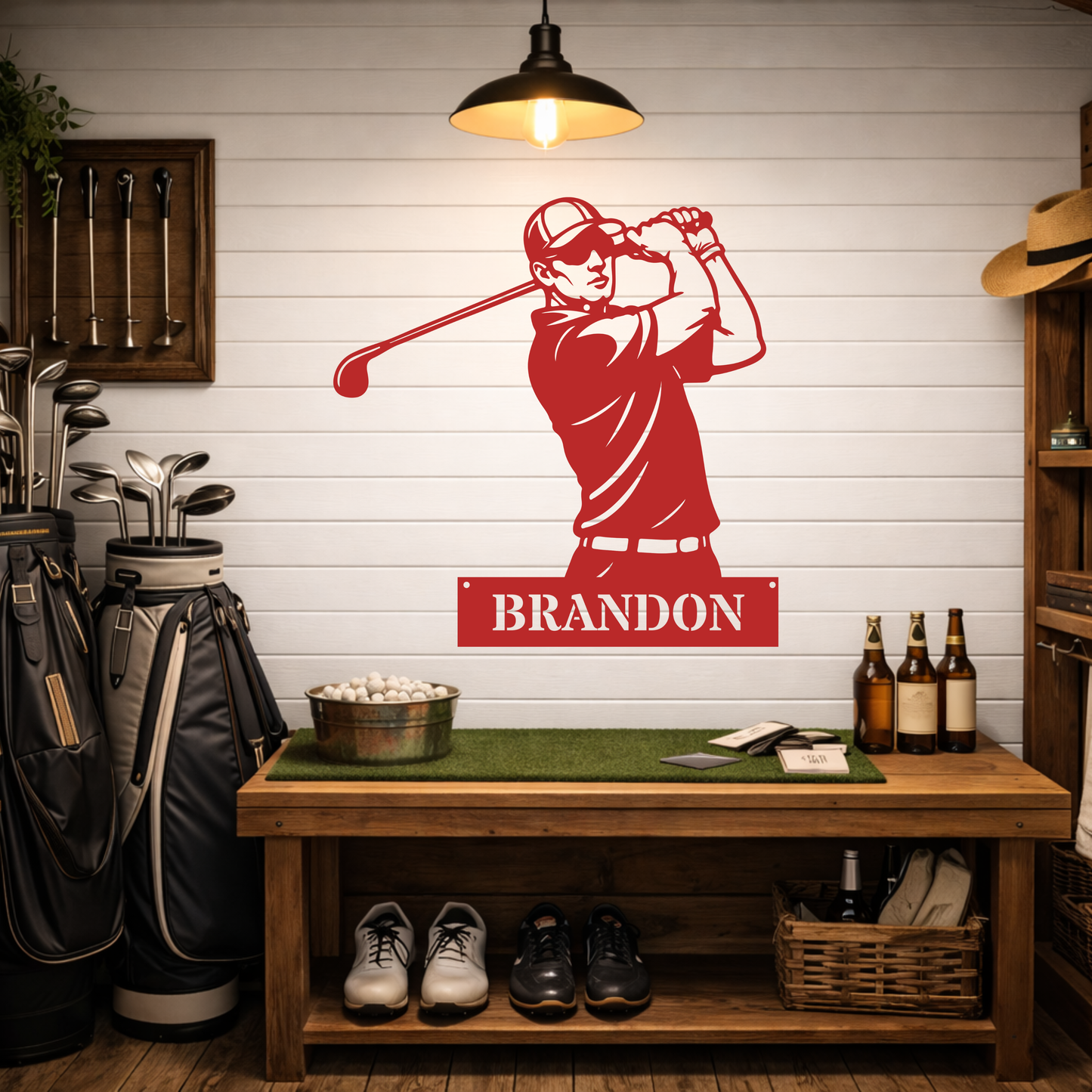 Personalised Golfer Metal Wall Art – Custom Golf Name Sign