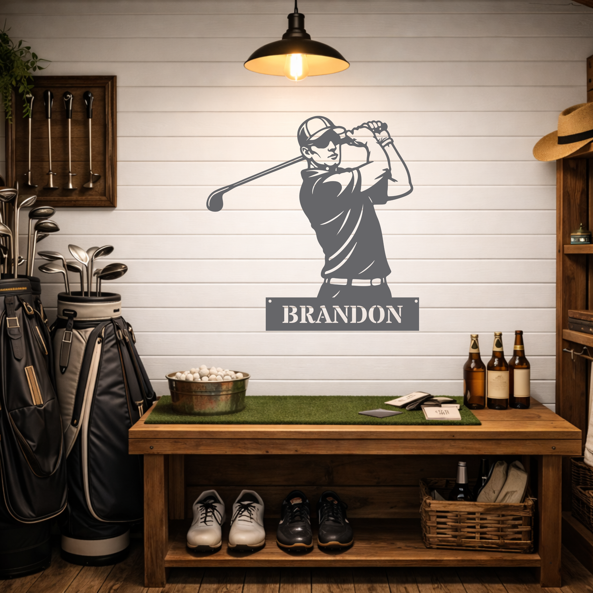 Personalised Golfer Metal Wall Art – Custom Golf Name Sign