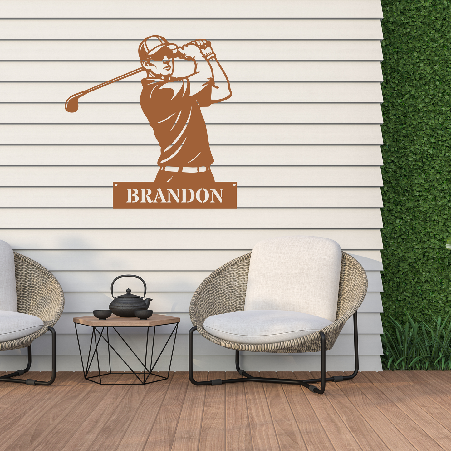 Personalised Golfer Metal Wall Art – Custom Golf Name Sign