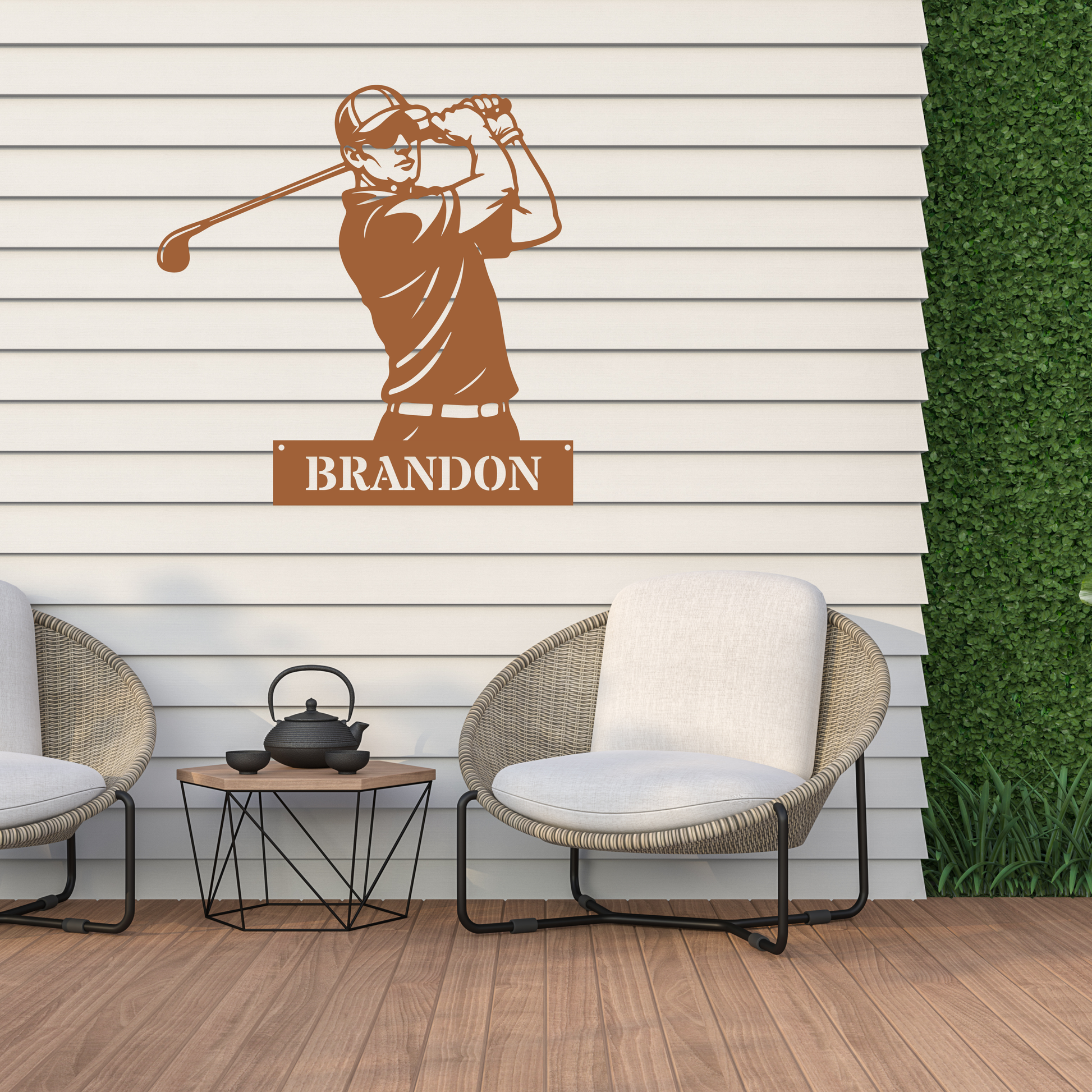 Personalised Golfer Metal Wall Art – Custom Golf Name Sign