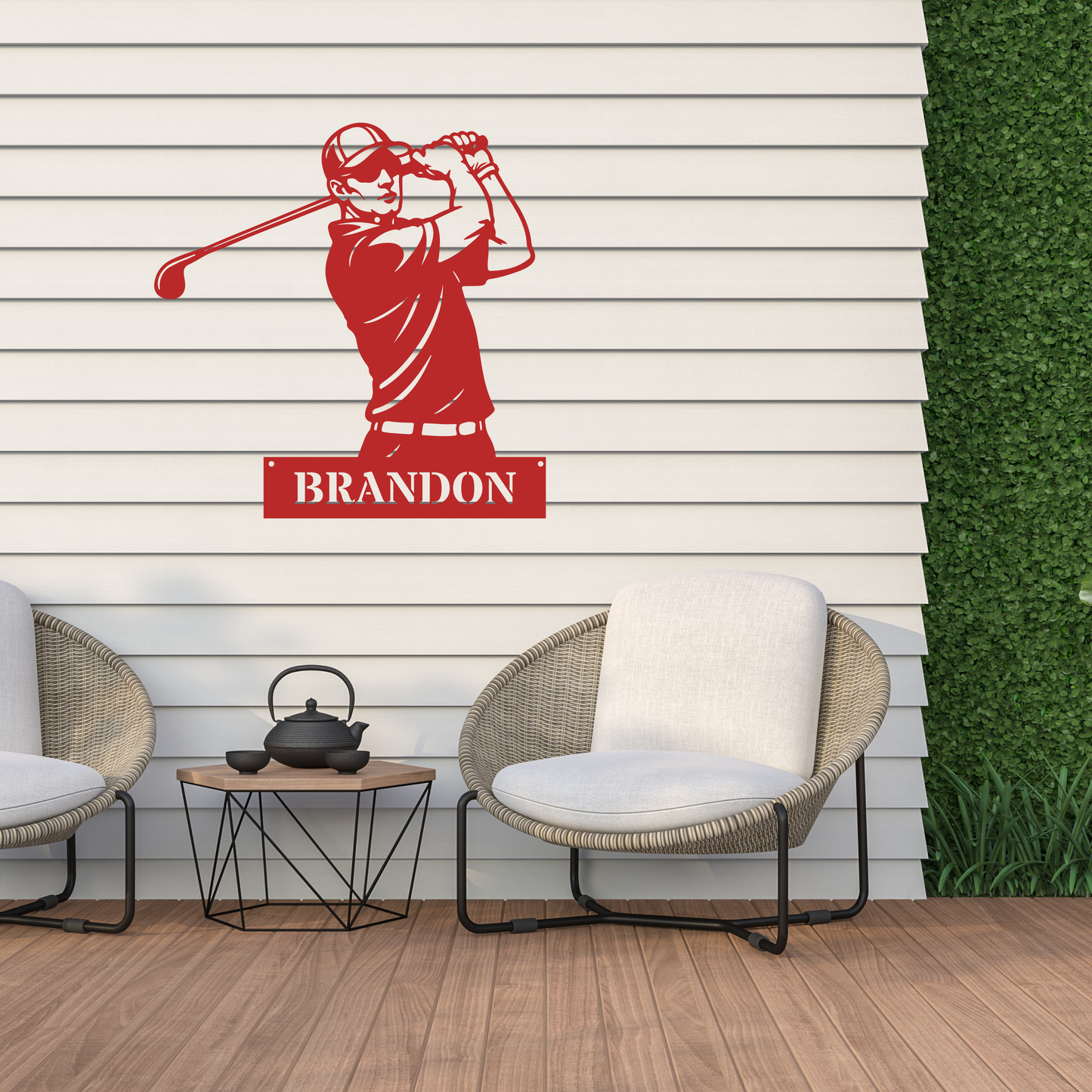Personalised Golfer Metal Wall Art – Custom Golf Name Sign